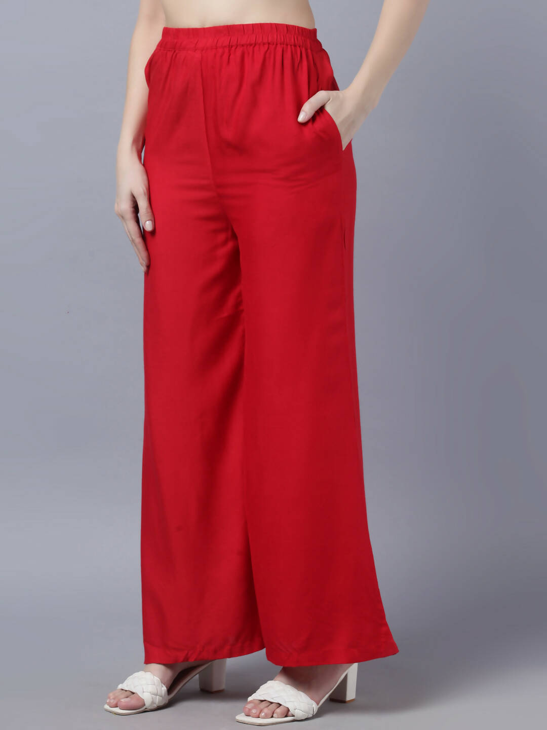 Myshka Women Red High Slit Kurta with Palazzos With Dupatta | Grocsy