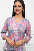 Myshka Women Multi Floral V-Neck Regular Sleeves Viscose Rayon Top | Grocsy