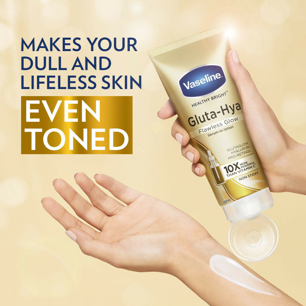 Vaseline Healthy Bright Daily Brightening Body Lotion & Gluta-Hya Flawless Glow Serum-In-Lotion Combo | Grocsy