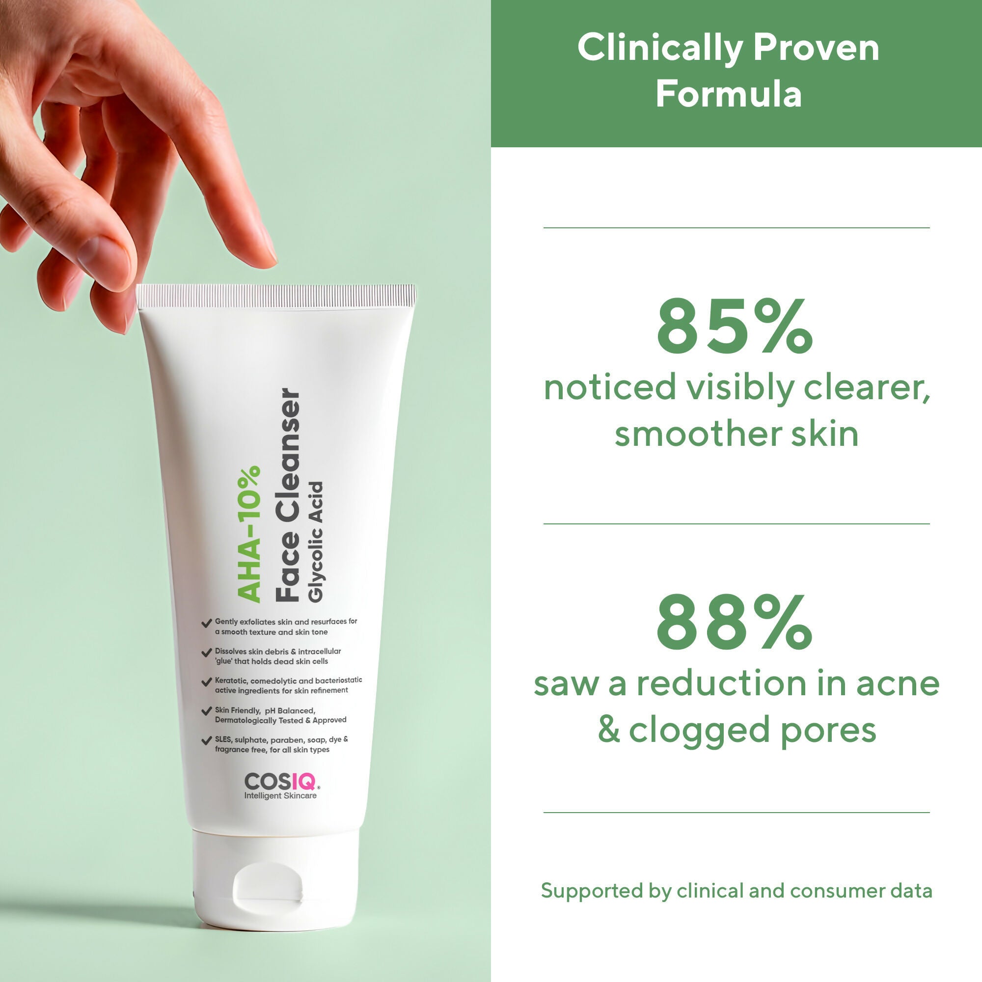 Cos-IQ AHA Glycolic Acid 10% Face Cleanser | Grocsy