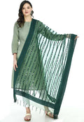 Mominos Fashion Bottle Green Orgenza Mirror Stripe Dupatta | Grocsy