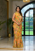 Partywear Designer Yellow Slime Georgette Fancy Saree - Anbazaar | Grocsy