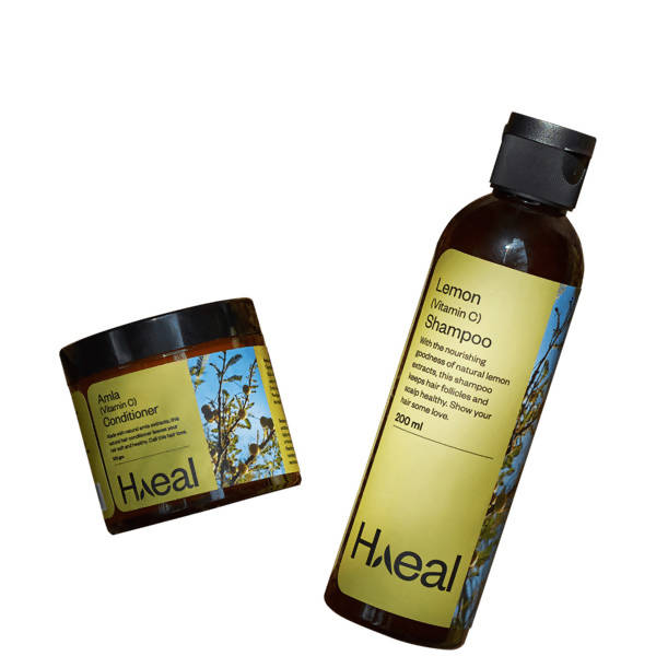 Haeal Lemon Vitamin C Shampoo + Amla Vitamin C Conditioner Combo | Grocsy