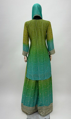 Lorenvalley Fashion Green and Teal Chinon Embroidery With Sequince Work Salwar Kameez Stitched | Grocsy