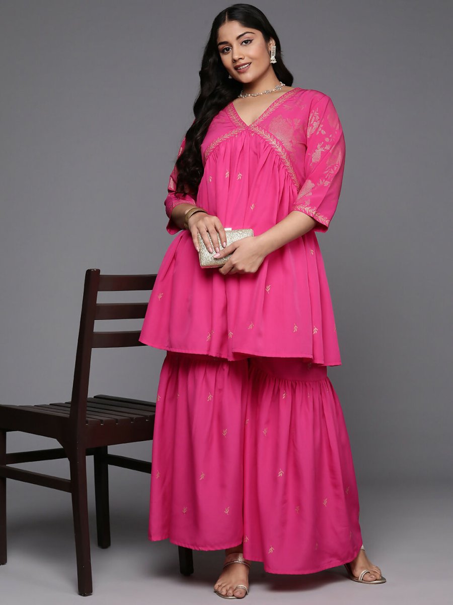 Ahalyaa Women's Traditional Wear Co-ords - Pink | Grocsy