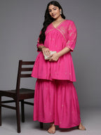 Ahalyaa Women's Traditional Wear Co-ords - Pink | Grocsy