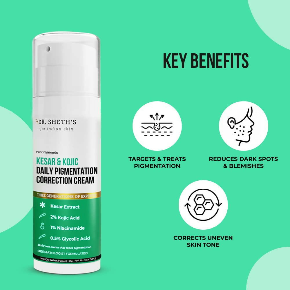 Dr. Sheth's Kesar & Kojic Acid Daily Pigmentation Correction Face Cream & Body Lotion | Grocsy