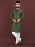Anaita Green Embroidered Silk Straight Kurta | Grocsy
