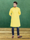 Even Apparels Men's Pure Cotton Yellow Kurta | Grocsy