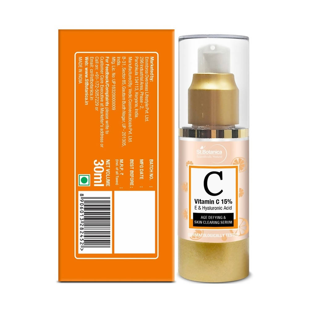 St.Botanica Vitamin C 15% E & Hyaluronic Acid, Age Defying & Skin Clearing Serum | Grocsy