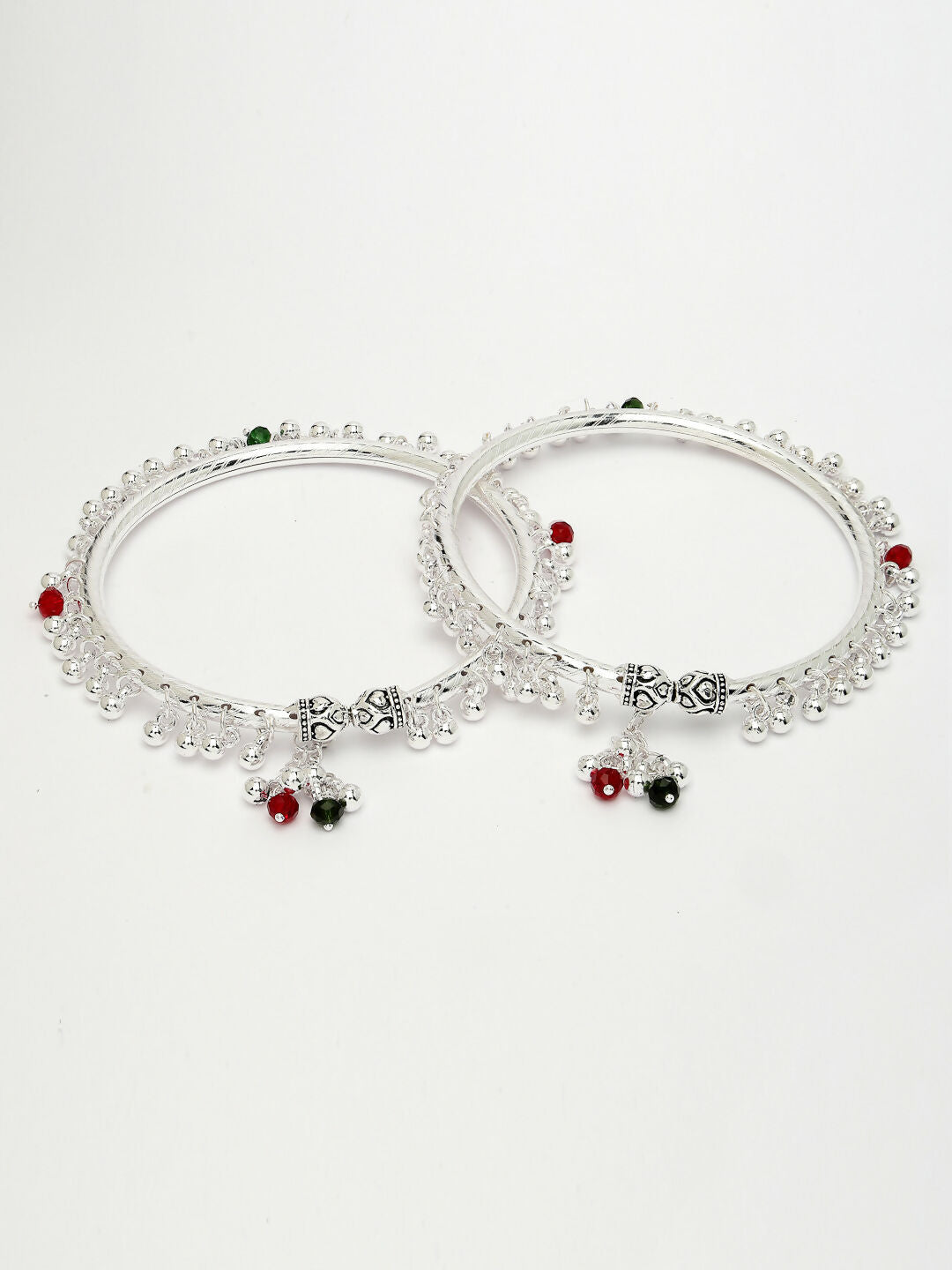 NVR Women's Set of 2 Silver-Plated Kada Anklets | Grocsy