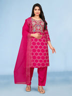 Joban Fashion Rani Cotton Premium Pure Viscose Print Dola With Handwork Kurta set | Grocsy