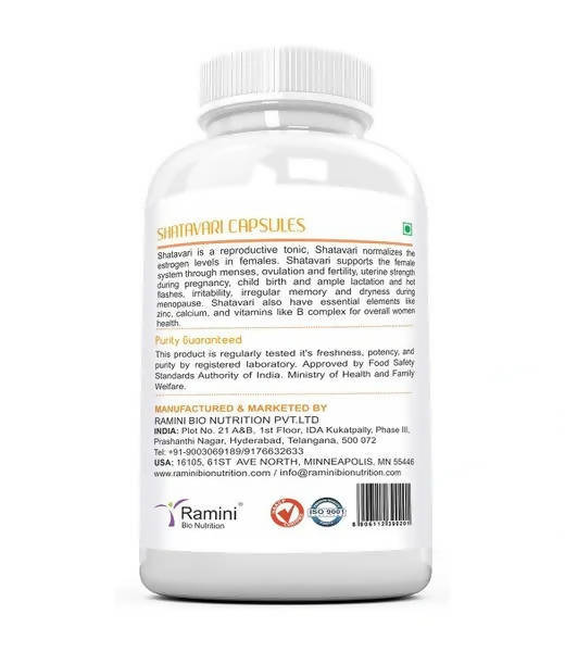 Ramini Bio Nutrition Shatavari 500mg Veg Capsules | Grocsy