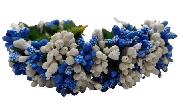 Blue & White Pollens Bridal Hair Gajra | Grocsy