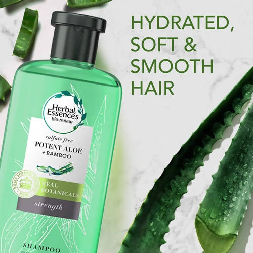 Herbal Essences Sulfate Free potent Aloe +Bamboo Real Botanicals Strength Shampoo | Grocsy
