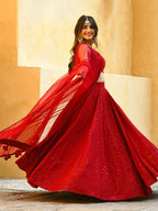 Tulsi Art Wonderful Red Sequins Georgette Sangeet Wear Lehenga Choli | Grocsy