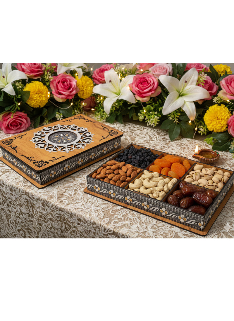 Wood estate Wooden Decor Boxes, Gift Boxes For Home Small Return Gifts Box Empty Container For Dry Fruits Return Gift (Pack Of 2) | Grocsy