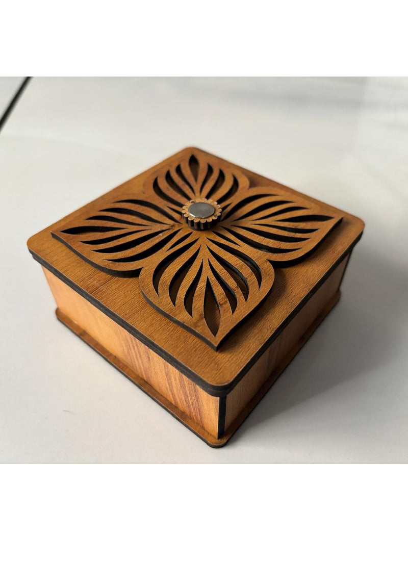 Wood estate Wooden Decor Boxes, Gift Boxes For Home Small Return Gifts Box Empty Container For Dry Fruits Return Gift (Pack Of 1) | Grocsy