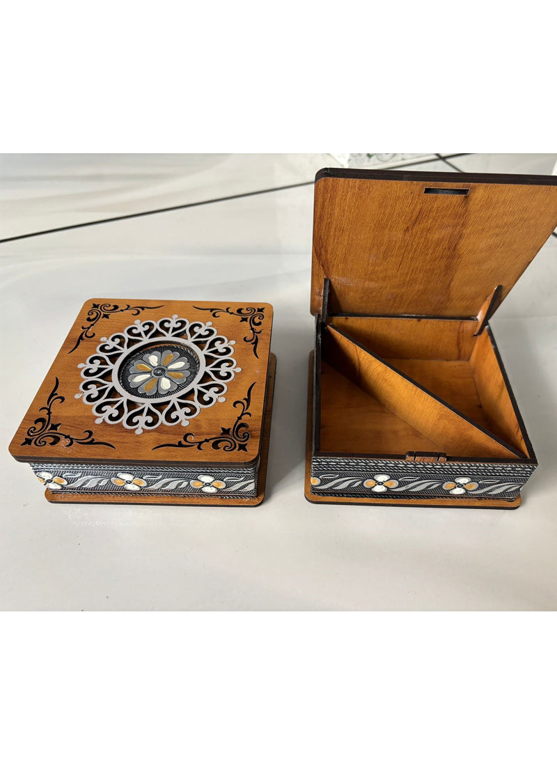 Wood estate Wooden Decor Boxes, Gift Boxes For Home Small Return Gifts Box Empty Container For Dry Fruits Return Gift (Pack Of 2) | Grocsy