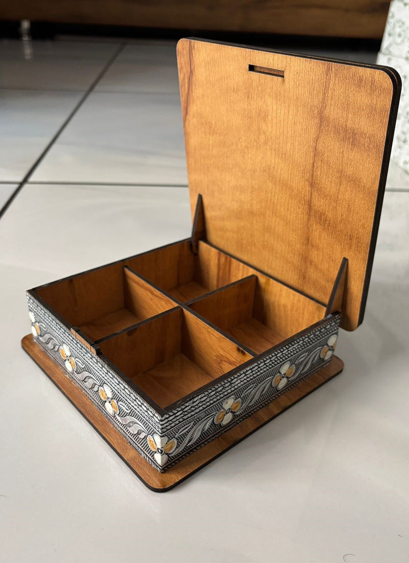 Wood estate Wooden Decor Boxes, Gift Boxes For Home Small Return Gifts Box Empty Container For Dry Fruits Return Gift (Pack Of 1) | Grocsy
