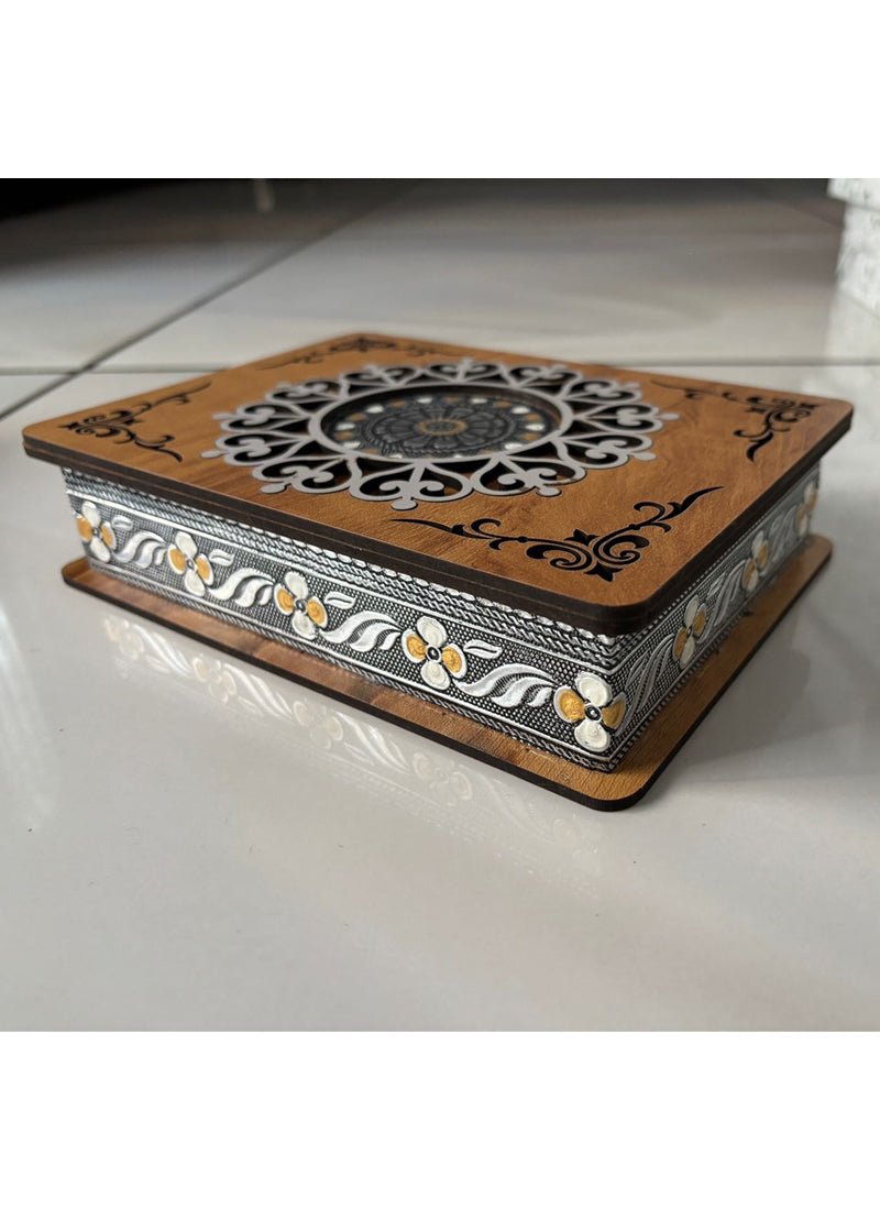 Wood estate Wooden Decor Boxes, Gift Boxes For Home Small Return Gifts Box Empty Container For Dry Fruits Return Gift (Pack Of 2) | Grocsy