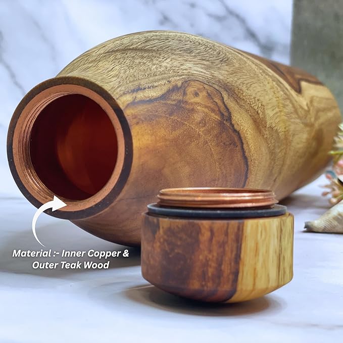 Wood estate Wooden Copper Water Bottle | Grocsy