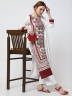 Cheera Kurta With Chikankari Palazzo & Embroidered Dupatta Set (CH092KPD) | Grocsy