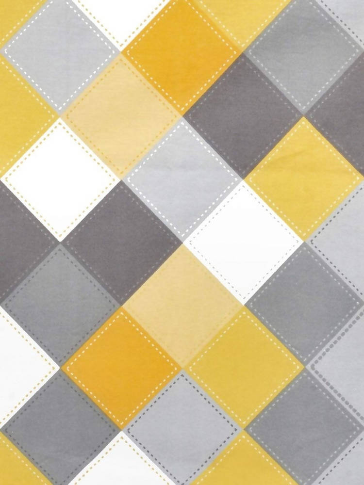 Vamika Printed Cotton Yellow & Multicolor Bedsheet With Pillow Covers (LEOC_CHECK_Y) | Grocsy