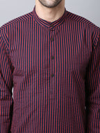 Even Apparels Black Pure Cotton Men's Kurta With Band Collar (STR1173) | Grocsy