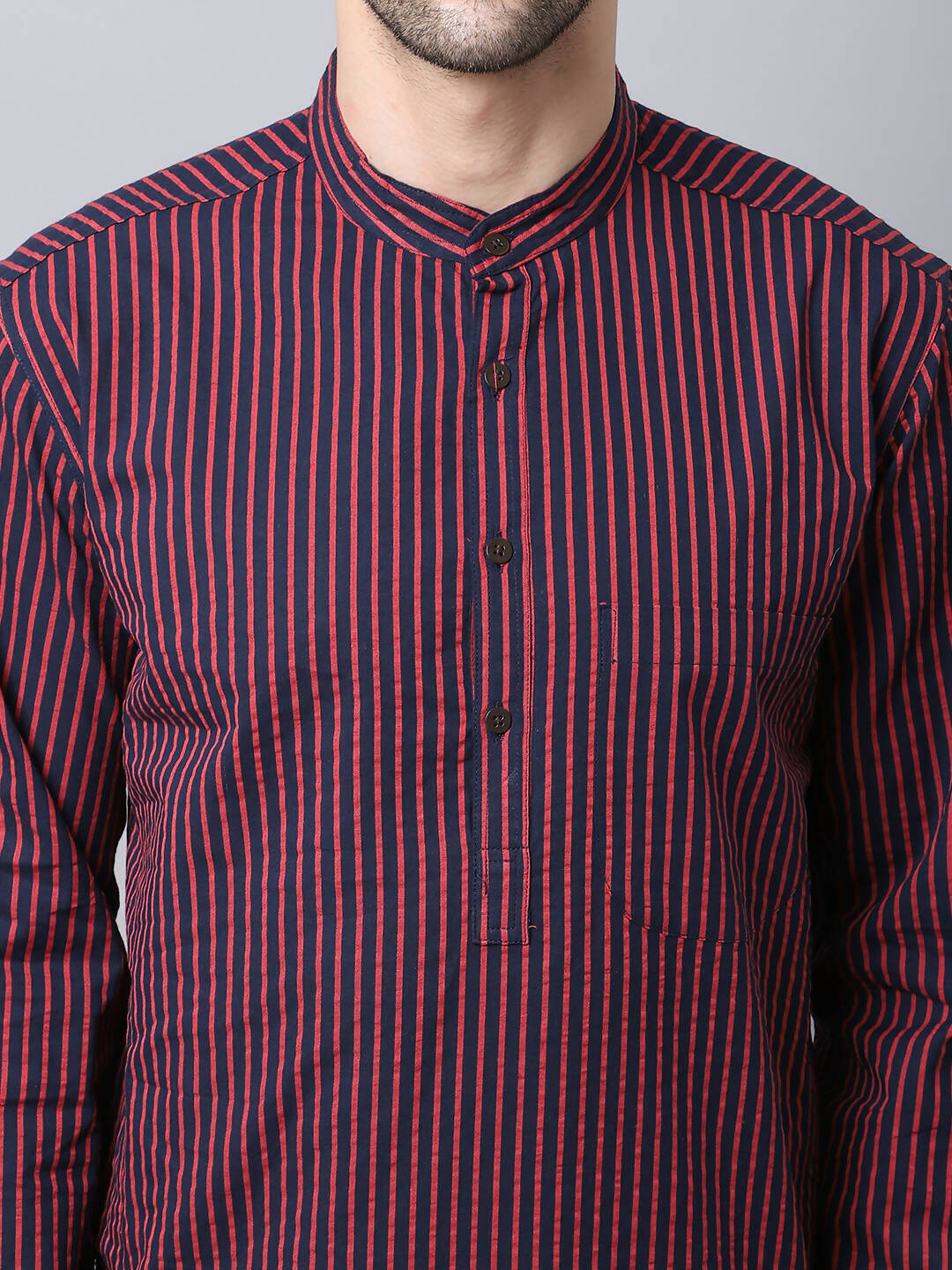 Even Apparels Black Pure Cotton Men's Kurta With Band Collar (STR1173) | Grocsy