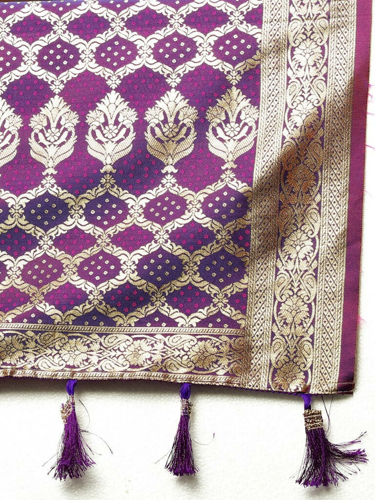 Vastranavya Pink Soft Patola Silk With Meenakari Weaving Motifs And Rich Zari Weaving Pallu Saree With Matching Blouse Fabric | Grocsy