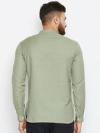 Even Apparels Green Color Men's Pure Cotton Kurta With Band Collar | Grocsy