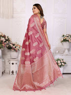 Aastha Fashion Dusty Rose Soft Organza Silk Weaving Saree | Grocsy