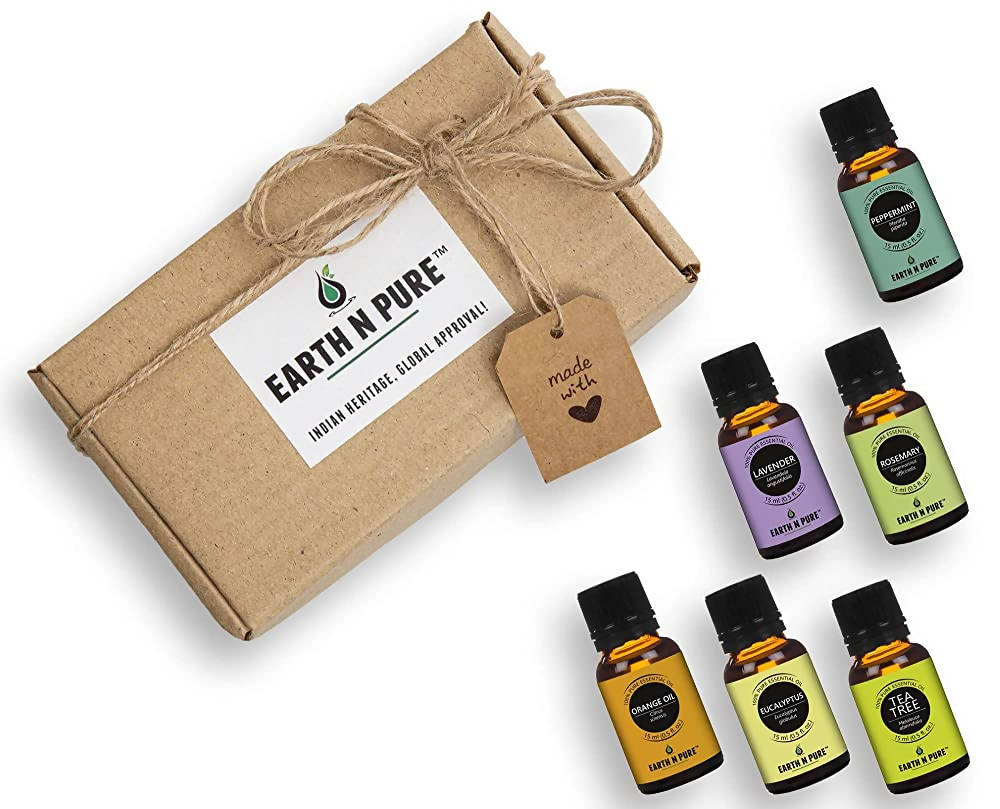 Earth N Pure Essential Oils (Peppermint, Sweet Orange, Eucalyptus, Tea tree, Lavender & Rosemary) | Grocsy