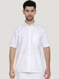 Ramraj Cotton Mens Half Sleeve Formal Poly Cotton White Shirt | Grocsy