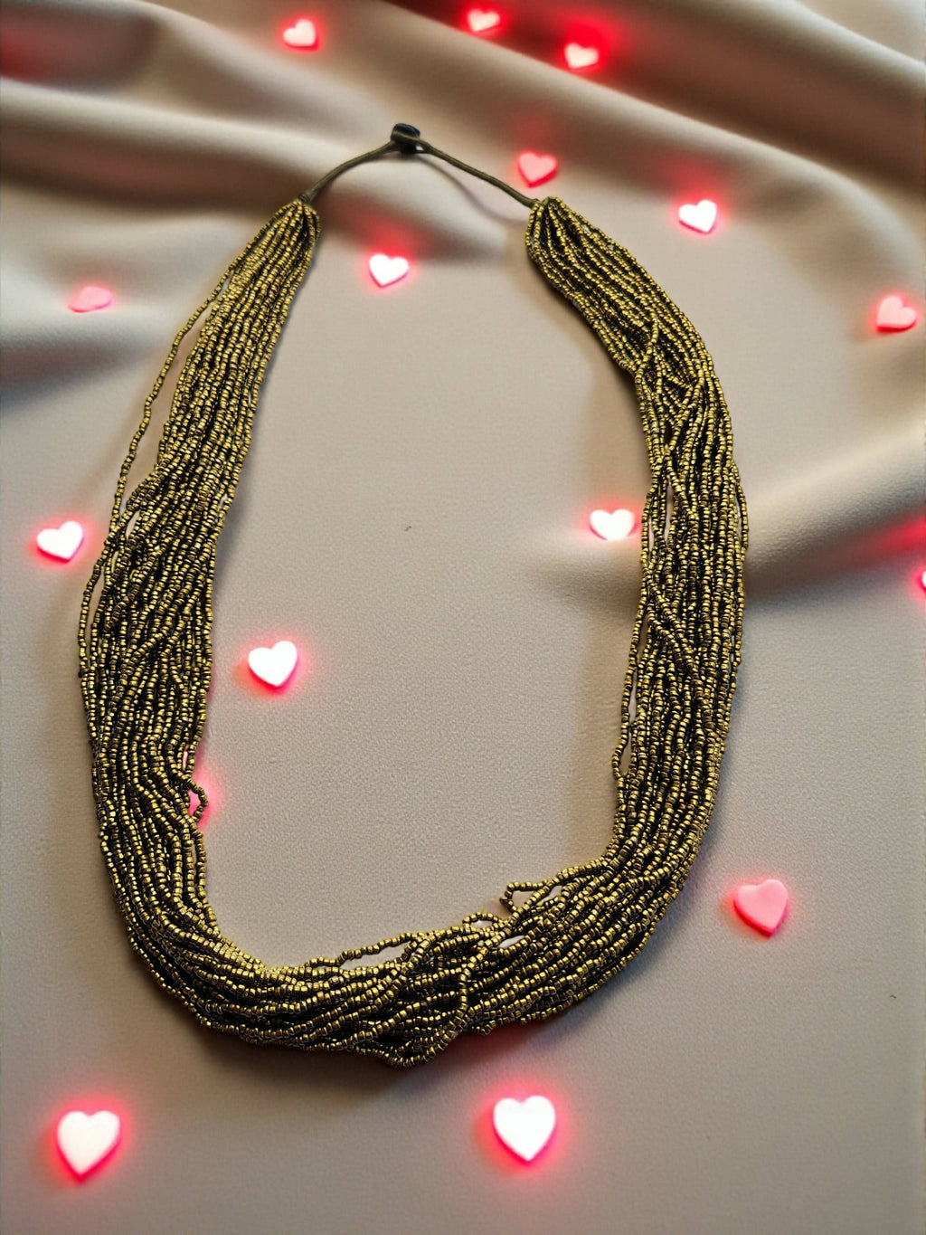 Inhanns Rangsaaz 20-Layer Luxe Long Beaded Only Necklace - Golden Long | Grocsy