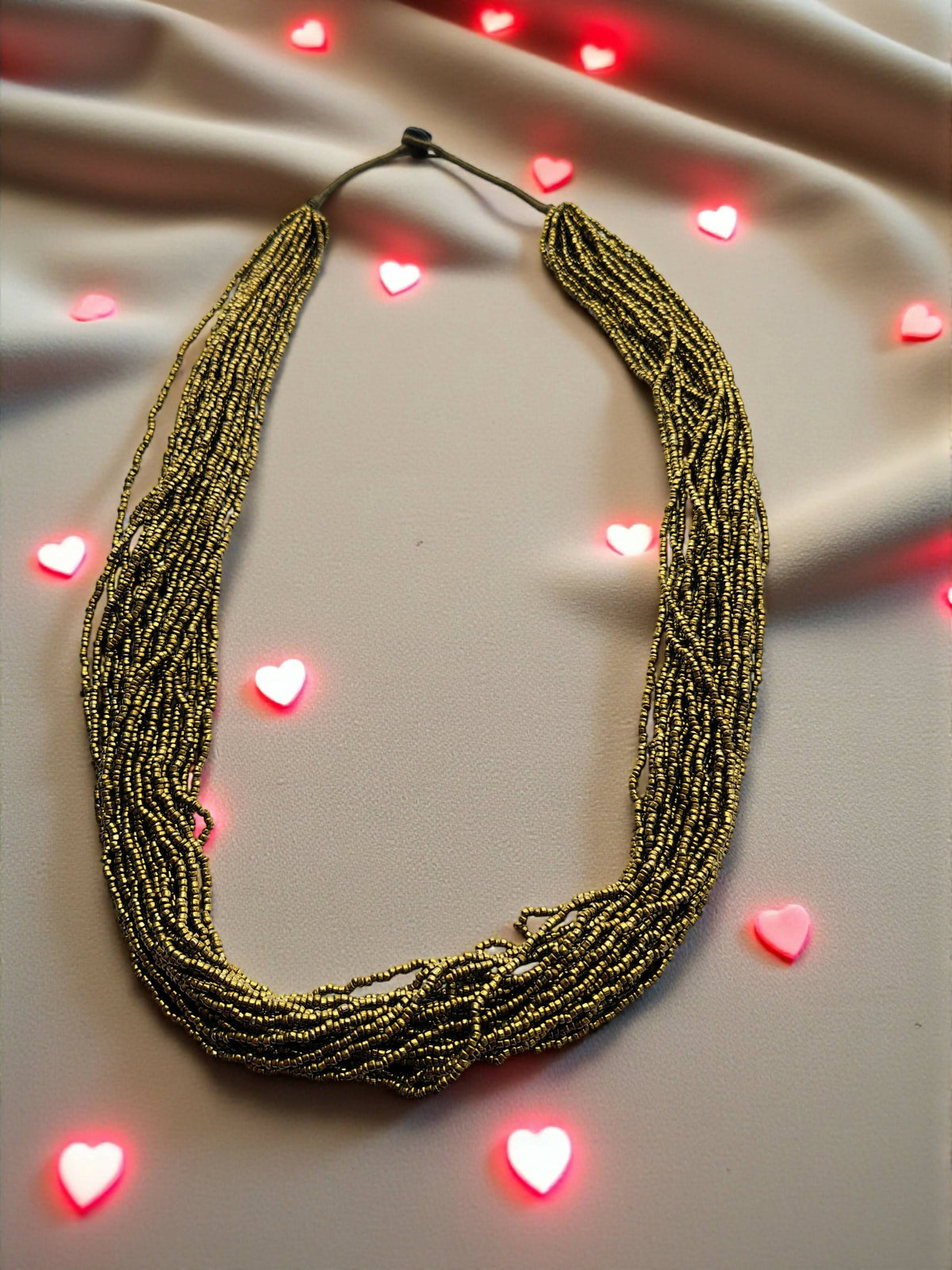 Inhanns Rangsaaz 20-Layer Luxe Long Beaded Only Necklace - Golden Long | Grocsy