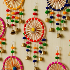 eCraftIndia Gota Patti Bangle & Bells Decorative Wall Door Hangings Latkan Toran | Grocsy