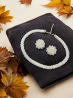 Inhanns Noor-E-Jalwa – Handmade Crystal Bead Necklace / Necklace With Earrings -Adjustable - White | Grocsy