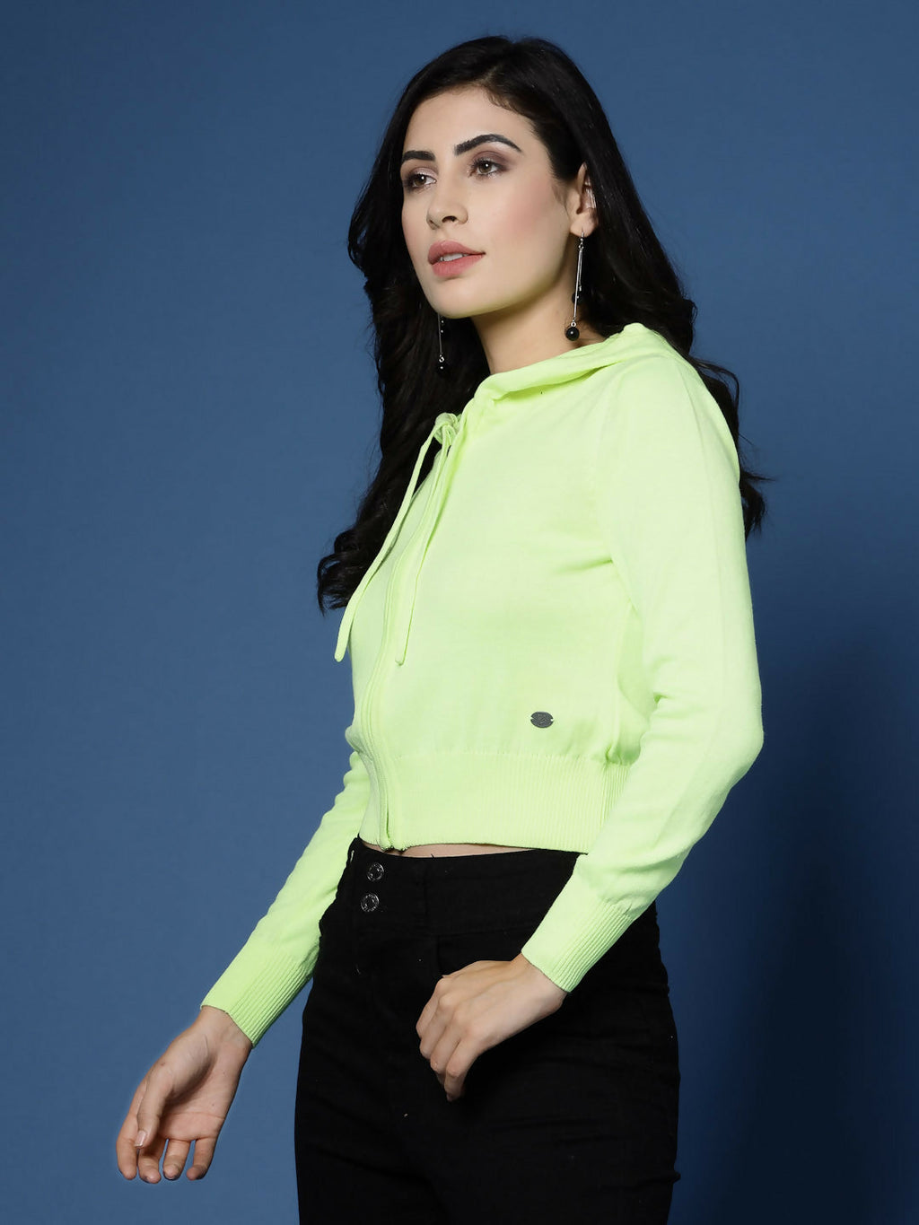 Women Winter Lime Green Cotton Cardigan - Wool Trees | Grocsy