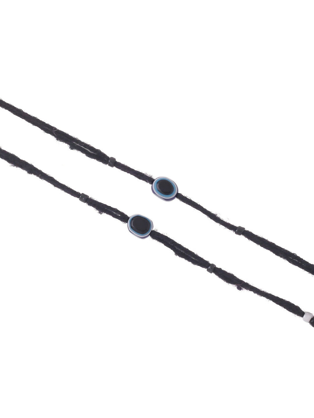 NVR Women Set of 2 Evil Eye Adjustable Black Anklets | Grocsy