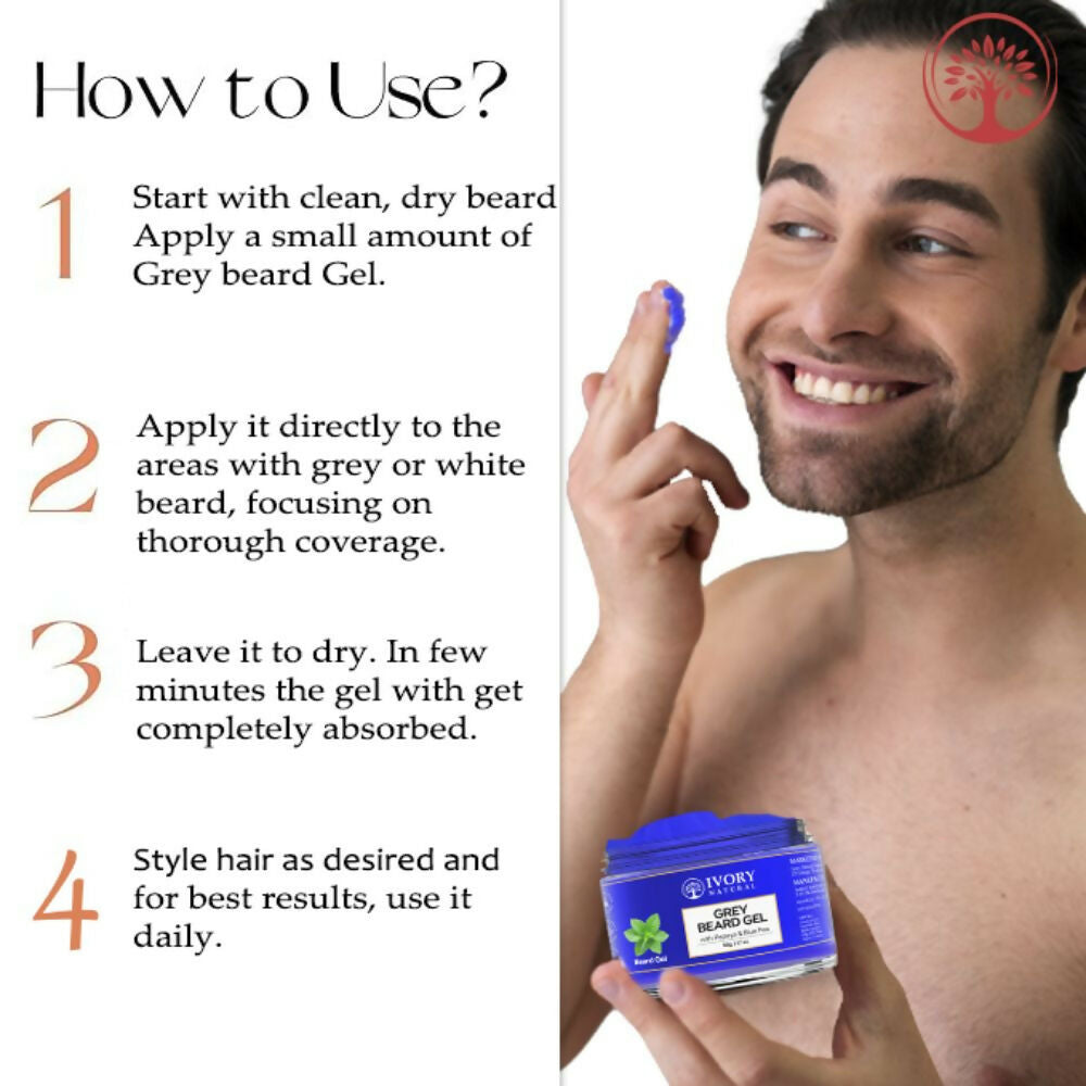 Ivory Natural Grey Beard Gel Restores Dark Shine & Vibrant Of Beard | Grocsy