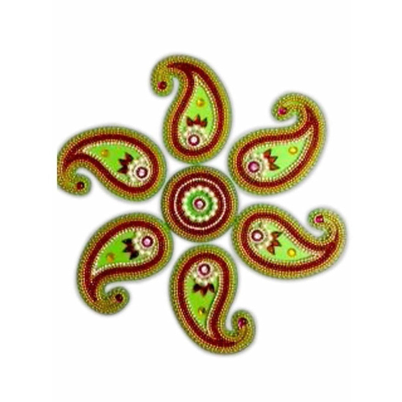 Green Color Rangoli Mango Shape Design Green color for Floor Decoration / Wall Decoration / Pooja Decoration | Grocsy