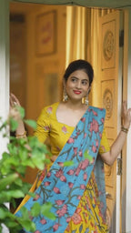DEIANA'S Beautiful Pure Digital Print Weaving Lehengha Choli - Sky Blue | Grocsy