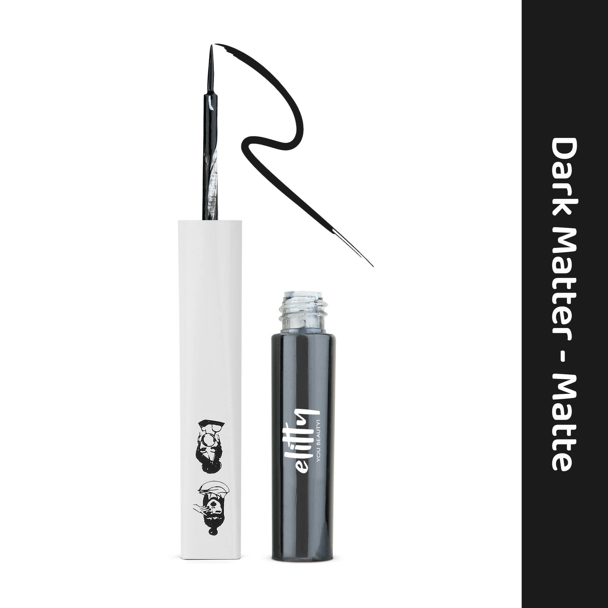 Elitty Black Pop Color Matte Finish Liquid Eyeliner - Dark Matter-Black | Grocsy