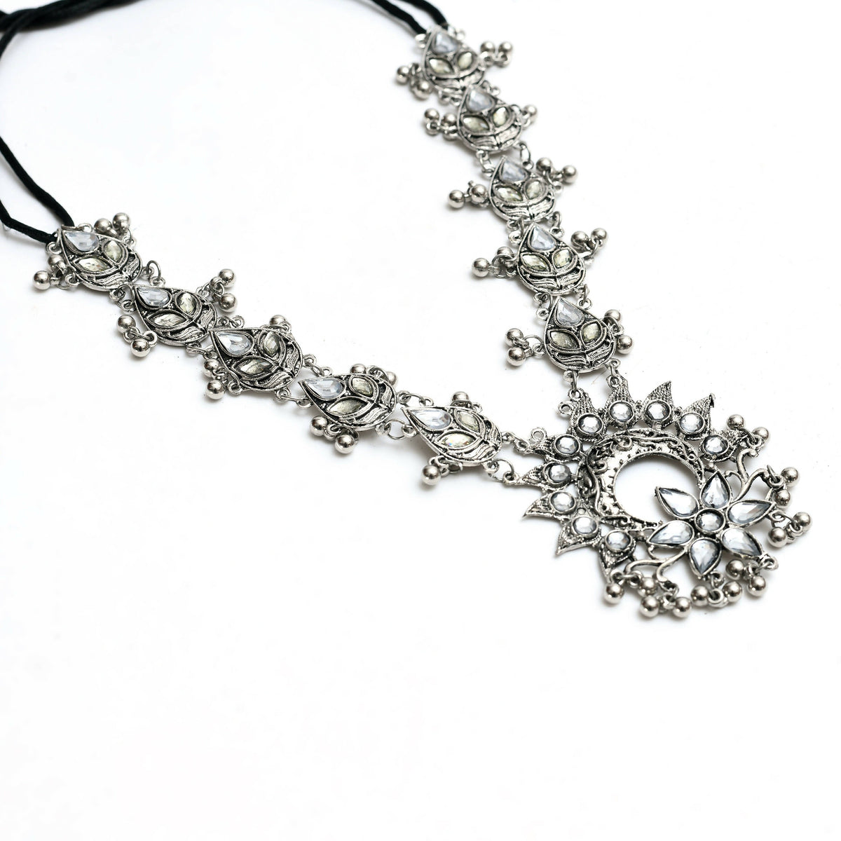 Mominos Fashion Johar Kamal Women Silver-Plated Brass Finish Rani Haar Statement Necklace | Grocsy