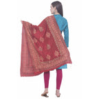 A R Silk Mehroon Color Chanderi gold print Chanderi cotton Dupattas & Chunnis | Grocsy