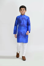 Joban Fashion Cotton Silk Royal Blue Kurta With Straight Fit Pant | Grocsy