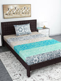 Divine Casa Blue & Grey Ethnic Motifs 120 TC Bedsheet with Pillow Covers | Grocsy