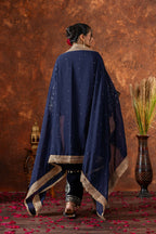 Joban Fashion deep navy blue Velvet Embroidery Kurta Set | Grocsy